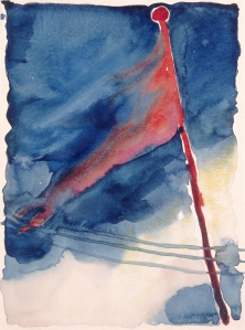 The Flag DRAWINGS O'Keeffe, Georgia American, 1887-1986 1918 Watercolor on paper 11 15/16 x 8 13/16 in. Gift of Mrs. Harry Lynde Bradley (M1977.132)
